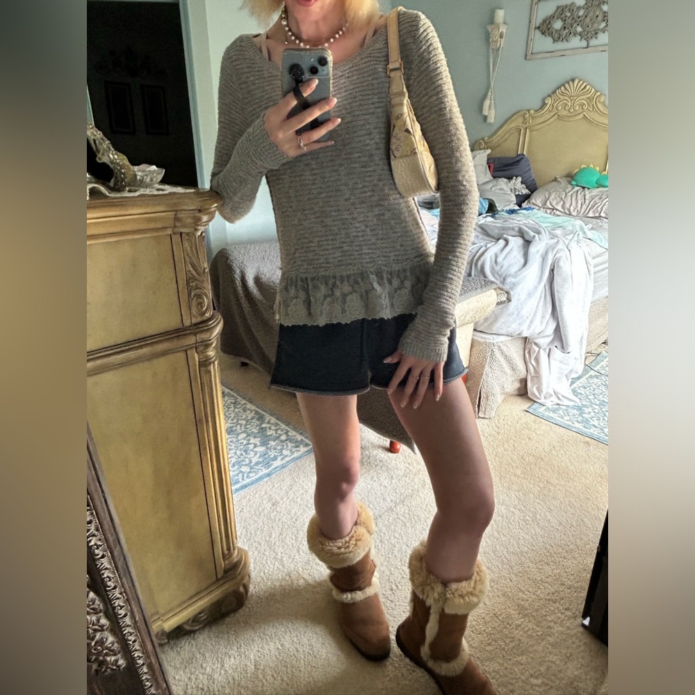 Y2k Abercrombie and fitch coquette babydoll Bella swan ruffle sweater - Picture 14 of 15